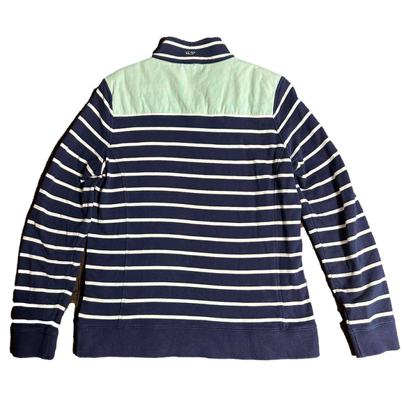 VINEYARD VINES WOMENS BLUE STRIPED QUARTER ZIP SWEATER PULLOVER SZ M - Picture 2 of 5